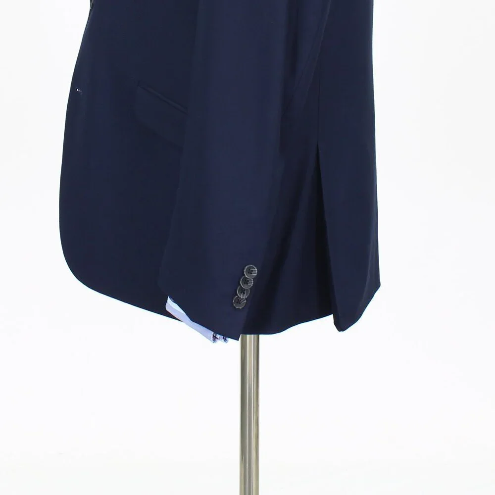 Kenneth Cole 44R Navy Solid 2-Button Sport Coat Blazer Jacket T566